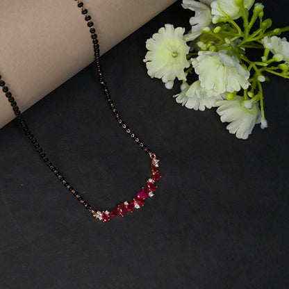 Rose Gold Plated Ruby Drop Diamond Mangalsutra