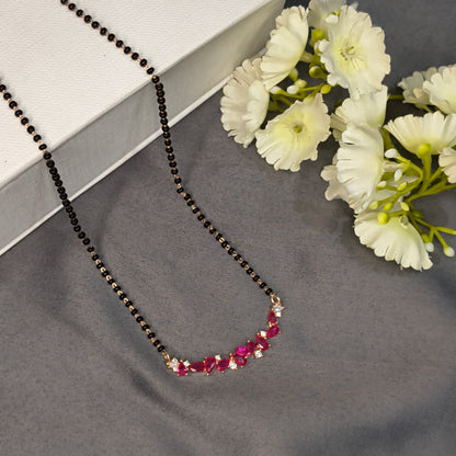 Rose Gold Plated Ruby Drop Diamond Mangalsutra