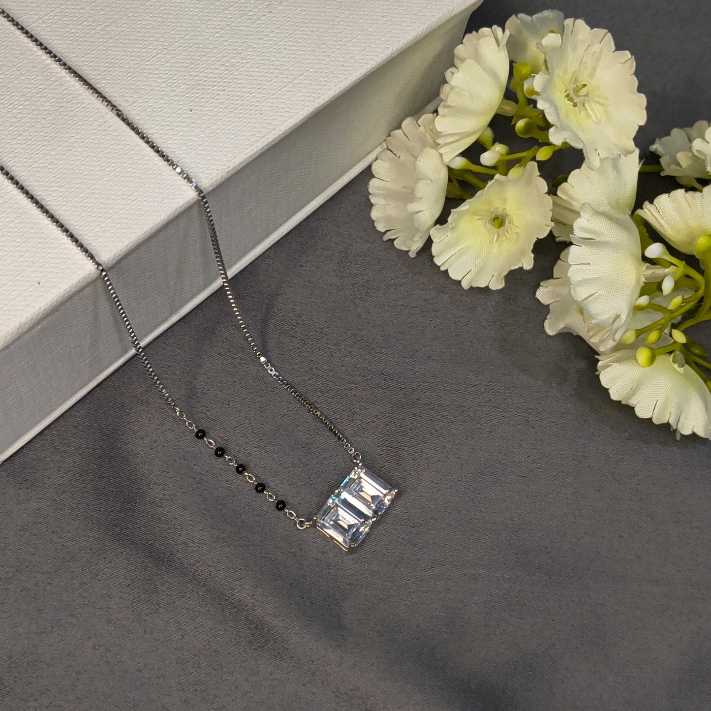 Silver Twin Diamond Mangalsutra