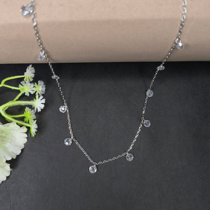 Silver Classic Crystal  Necklace