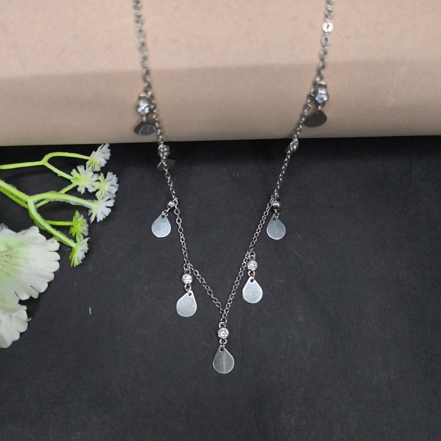 Silver Shade Teardrop Necklace