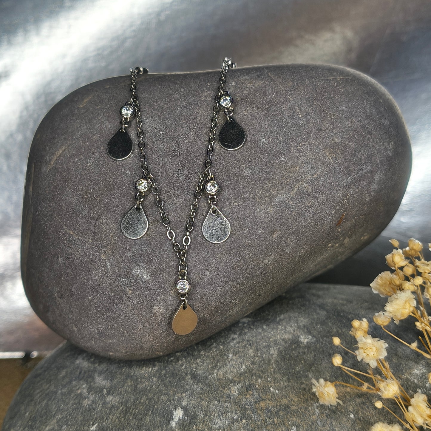 Silver Shade Teardrop Necklace