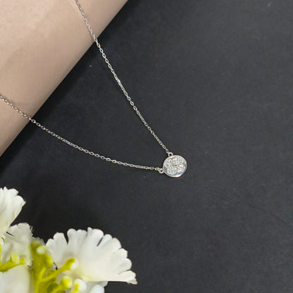 Silver Starlight Zircon Circle Necklace