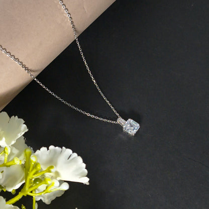 Silver Diamond Square necklace
