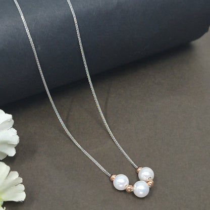 Silver Triple Pearl Mini Necklace