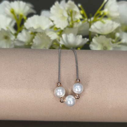 Silver Triple Pearl Mini Necklace