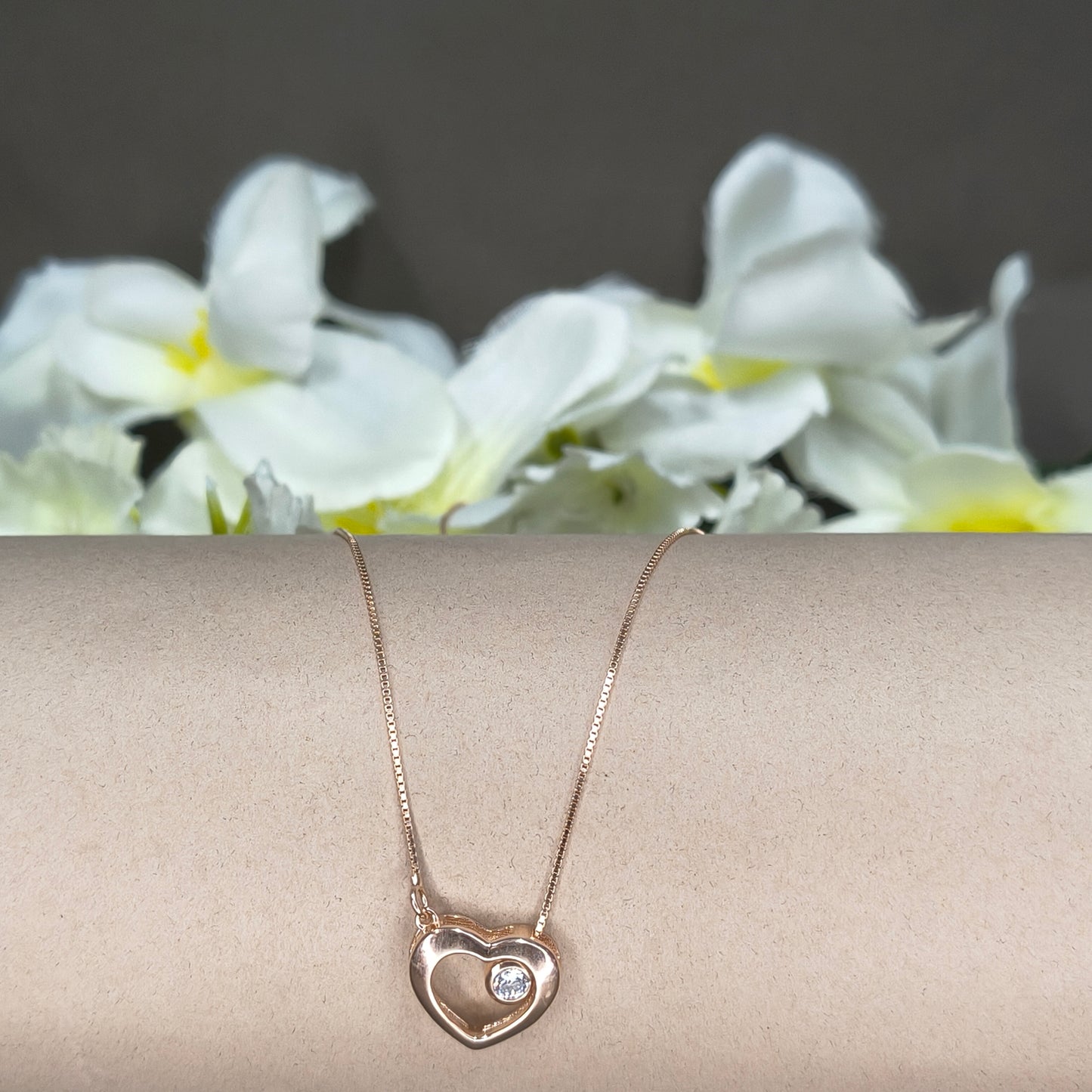 Rose Gold Plated Dainty Open Heart Necklace