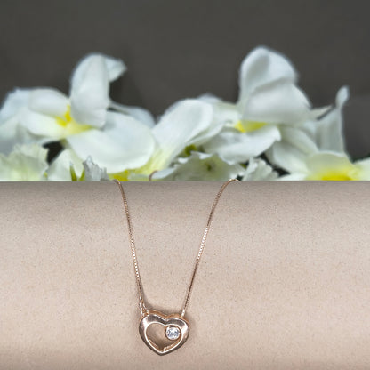 Rose Gold Plated Dainty Open Heart Necklace