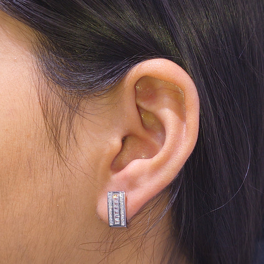 Silver Baguette Stud Earrings