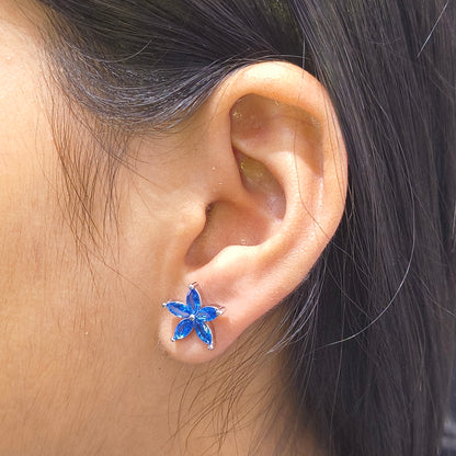 Silver Azure Bloom Stud Earring