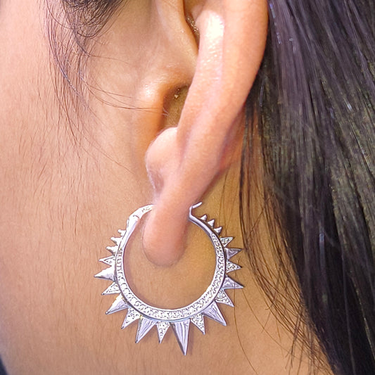 silver Sun Dimond Earrings