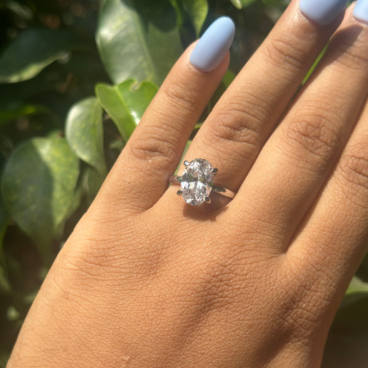 Silver Nova Oval Moissanite Ring