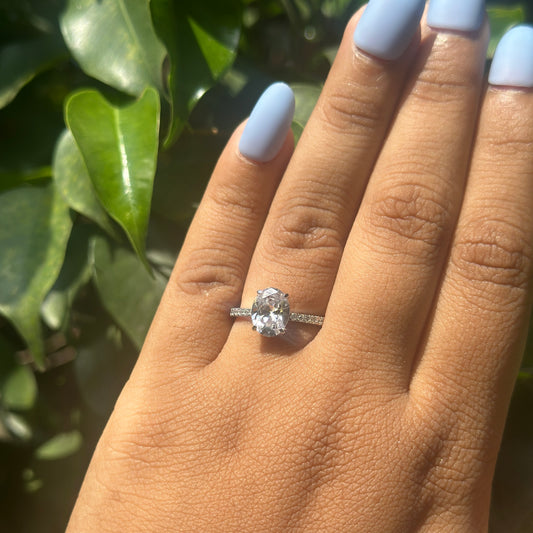 Silver Aurora Oval Moissanite Ring