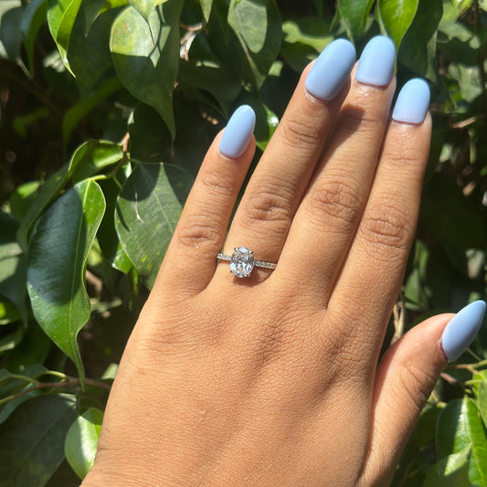 Silver Classic Oval Moissanite Ring
