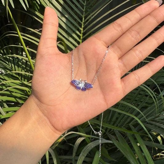 Silver  Purple Monarch Necklace