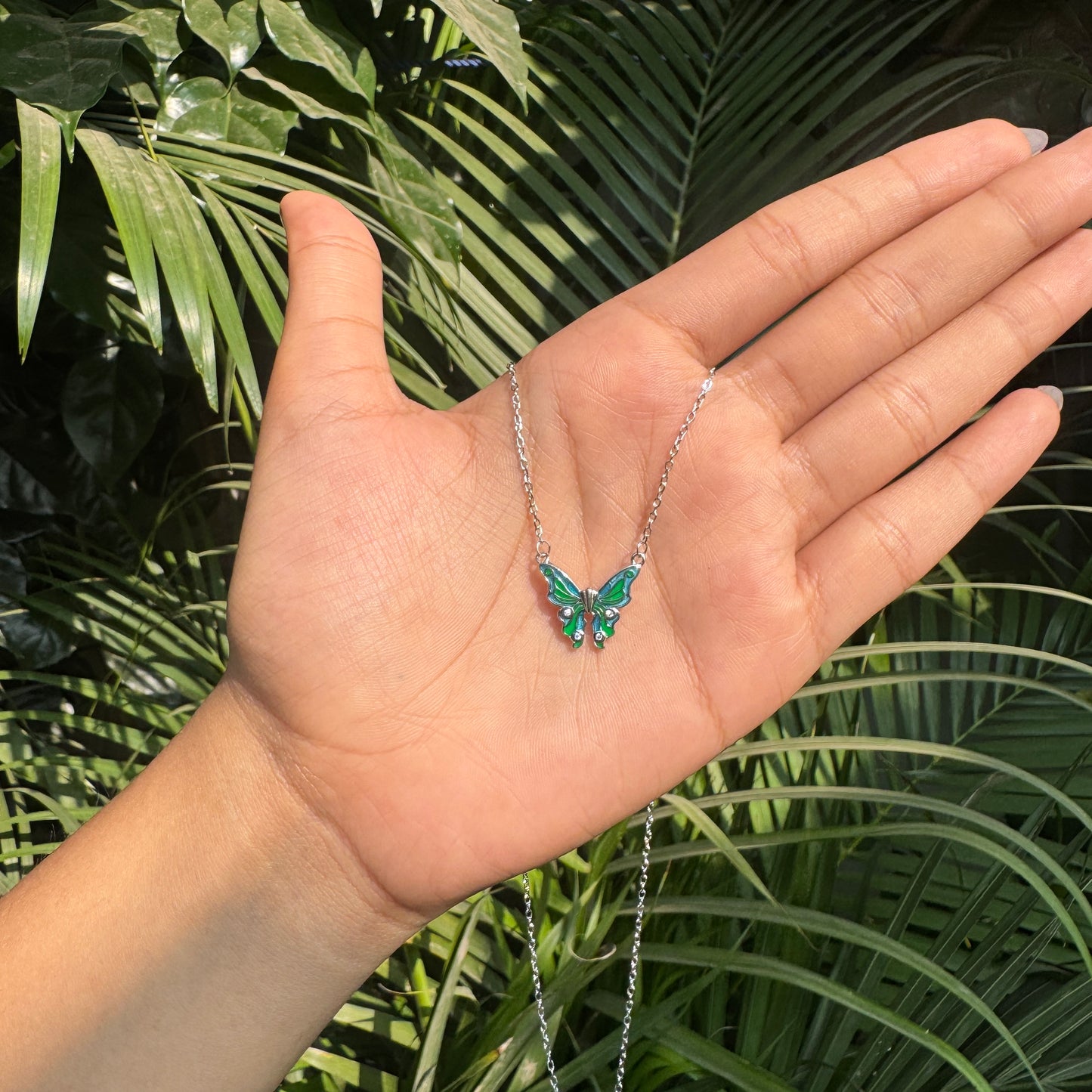 Silver Aqua Butterfly Pendant