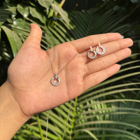 Rose Gold Plated Luxe Round Necklace Set