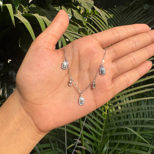 Silver Dewdrop Ruby Necklace