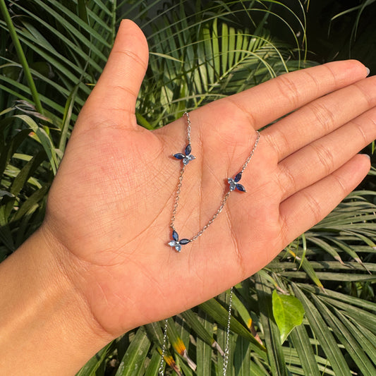 Silver Blue Wings Necklace