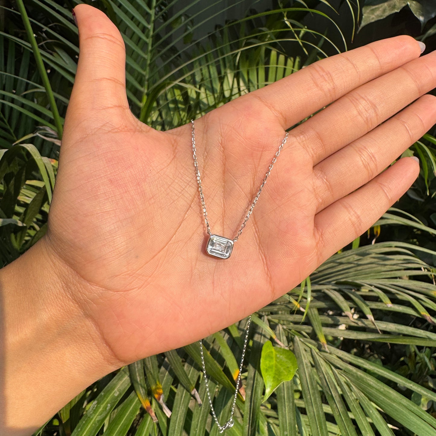 Silver Emerald Cut Pendant