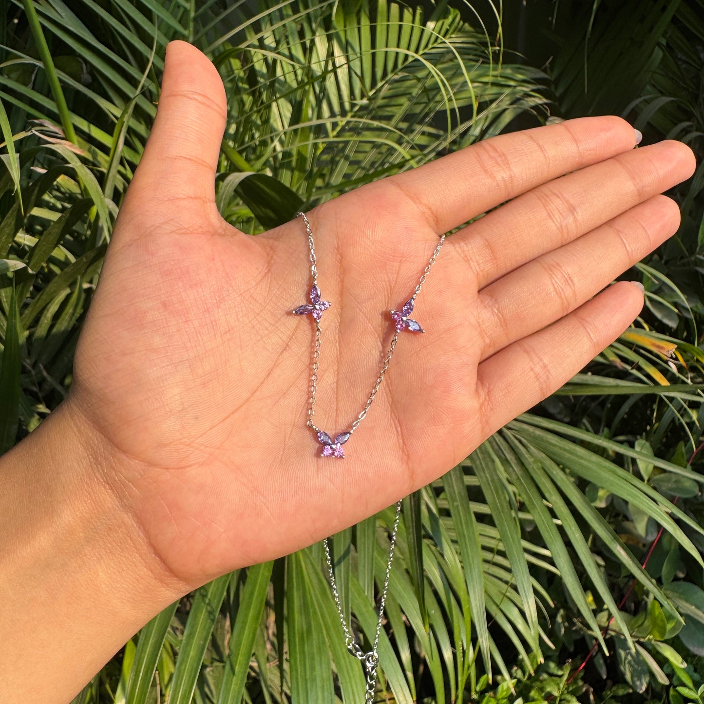 Silver Lilac Wings Necklace
