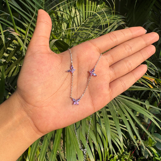 Silver Lilac Wings Necklace