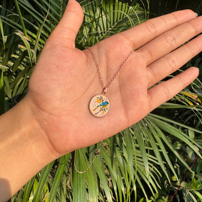 Rose Gold Plated Bird Coin Pendant