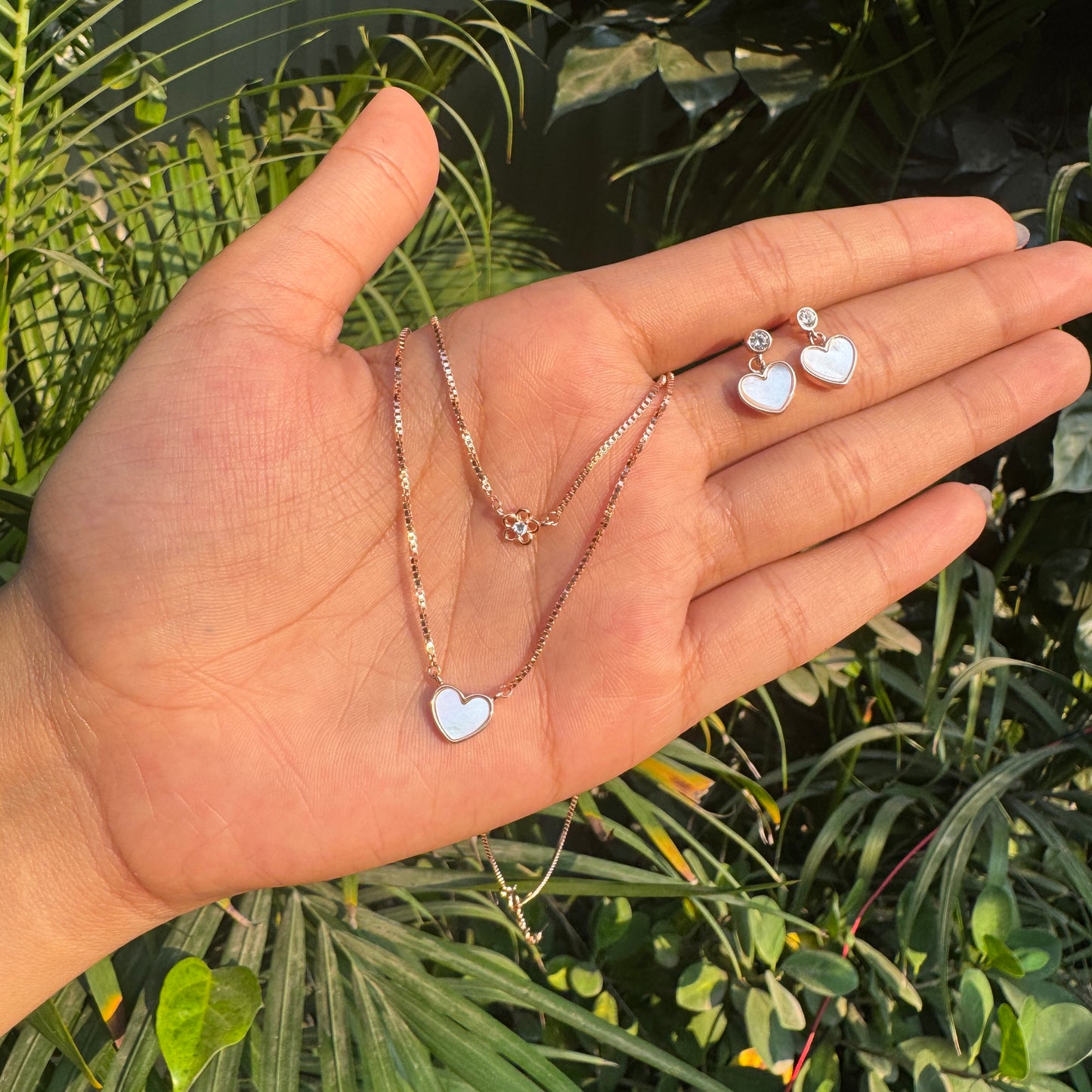 Rose Gold Plated Stacking Heart Necklace Set