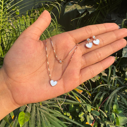 Rose Gold Plated Stacking Heart Necklace Set