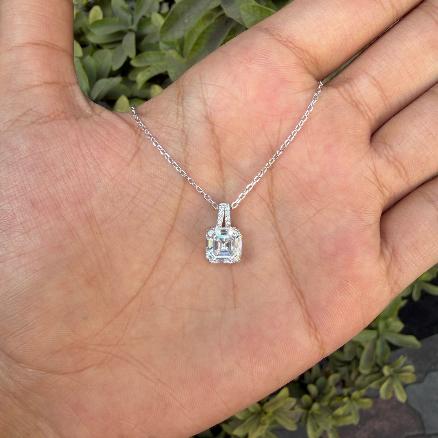 Silver Diamond Square necklace