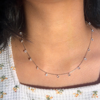 Silver Classic Crystal  Necklace