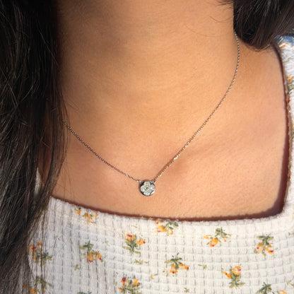 Silver Starlight Zircon Circle Necklace