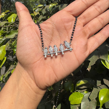 Silver Modern Embrace Pendant Mangalsutra