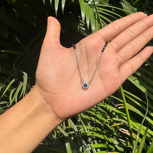 Silver Blue Stone With Chain Mangalsutra