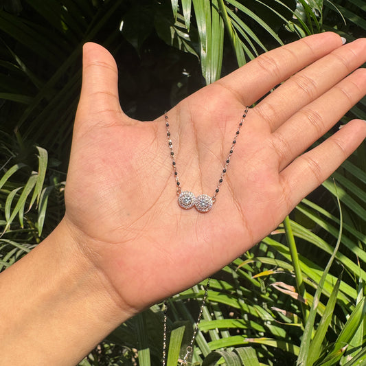 RoseGold Plated Double Circle White Stone Mangalsutra