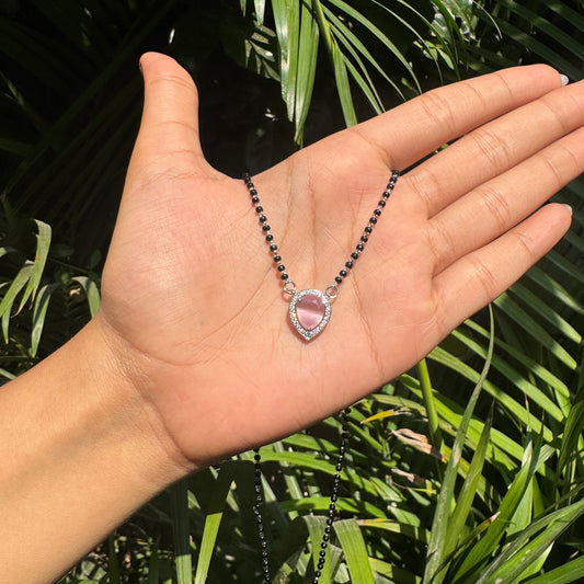 Silver Teardrop Pink Mangalsutra