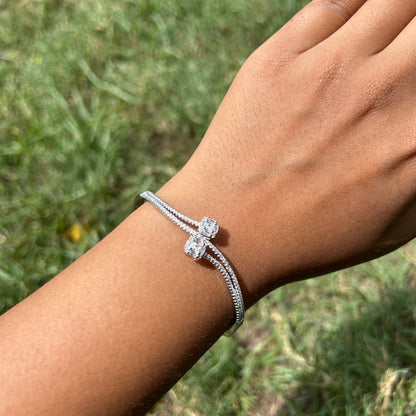 Silver Twin Speak Cuff Bracelet