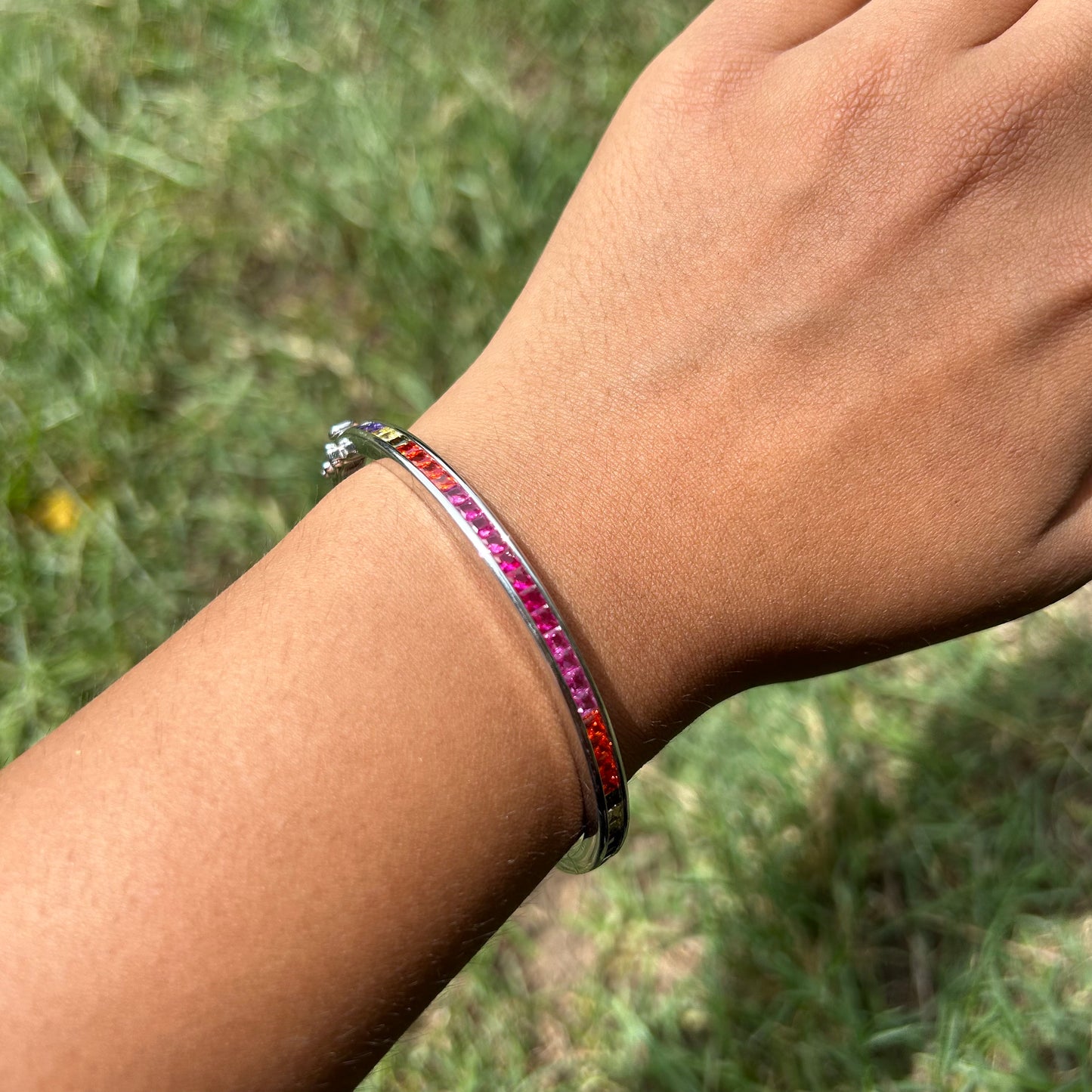 Silver Rainbow Zircon Modern Bracelet