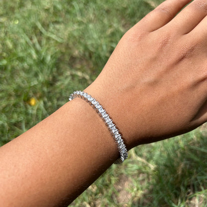 Silver Princess cut Tennis Bracelet