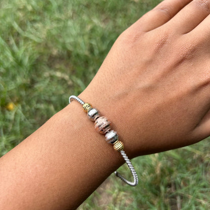 Silver & Gold Bead Wire Bracelet