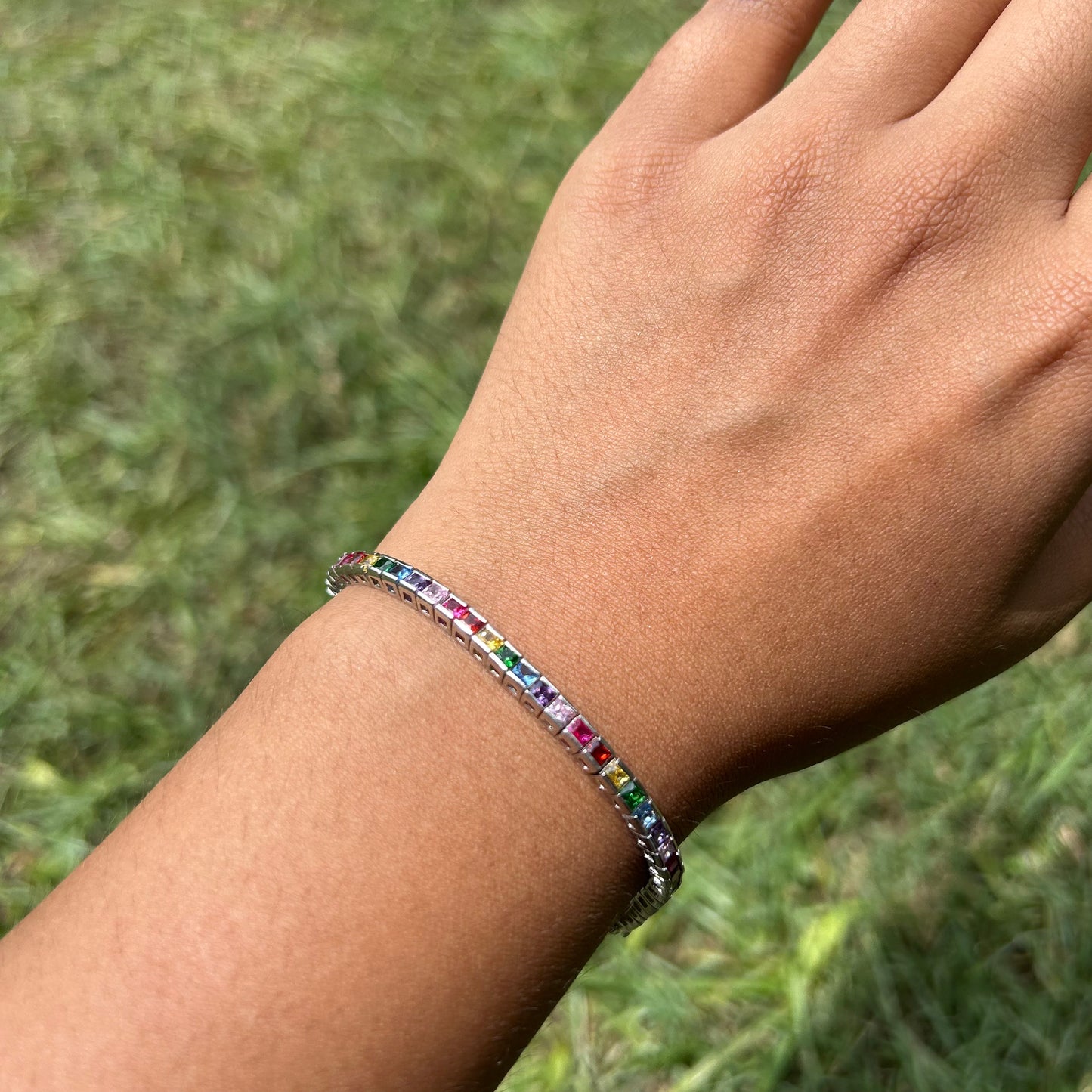 Silver Rainbow Spectrum  Bracelet