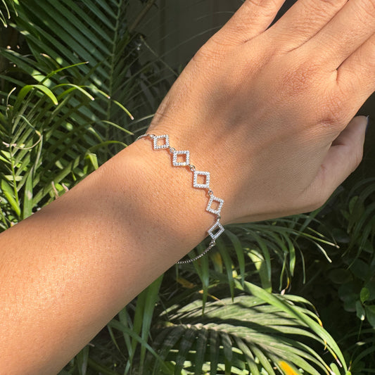 Silver Diamond Shaped Charm Bracelet