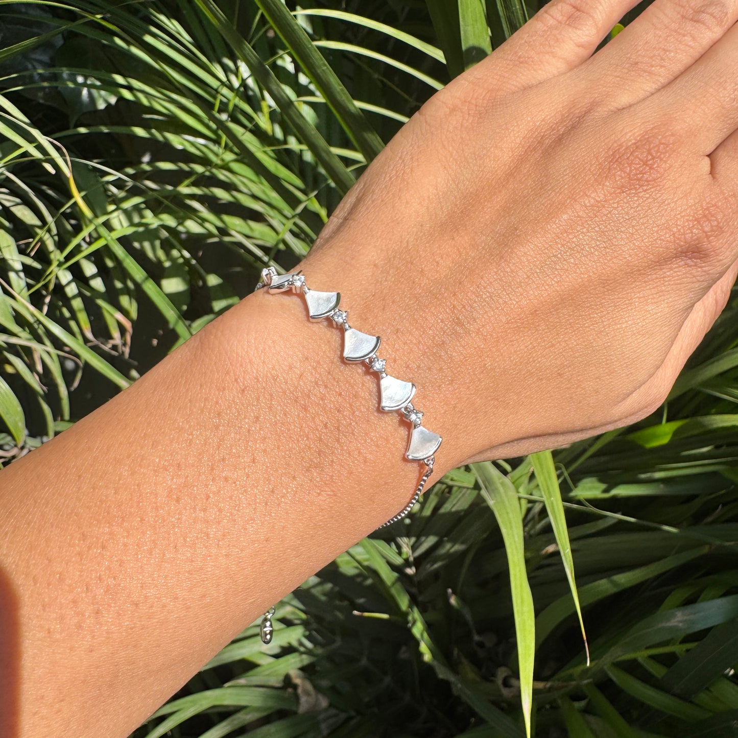 Silver Fan Charm Bracelet