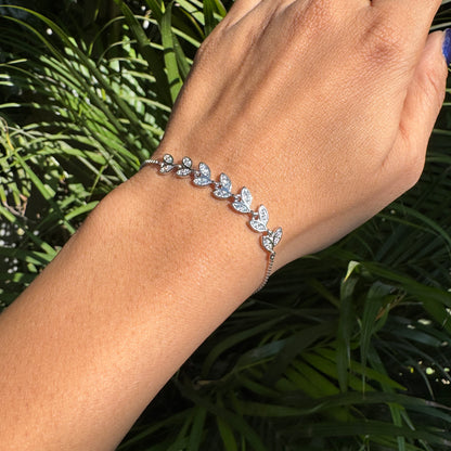 Silver Glimmering Leaf Bracelet