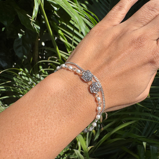 Silver Rose Bracelet