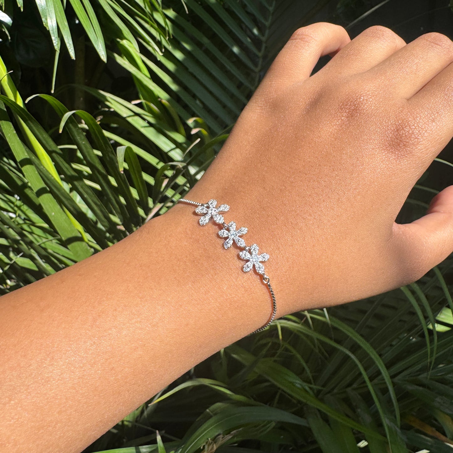 Silver Triple flower Bracelet