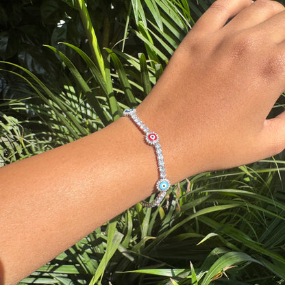 Silver Evil Eye Tennis Bracelet