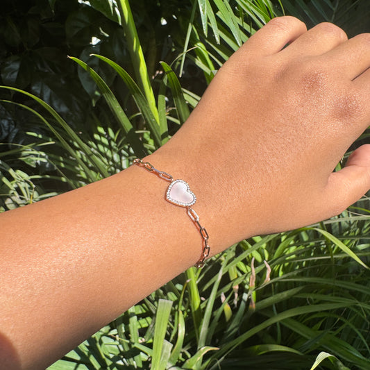 Rose Gold Plated Heart Link Bracelet