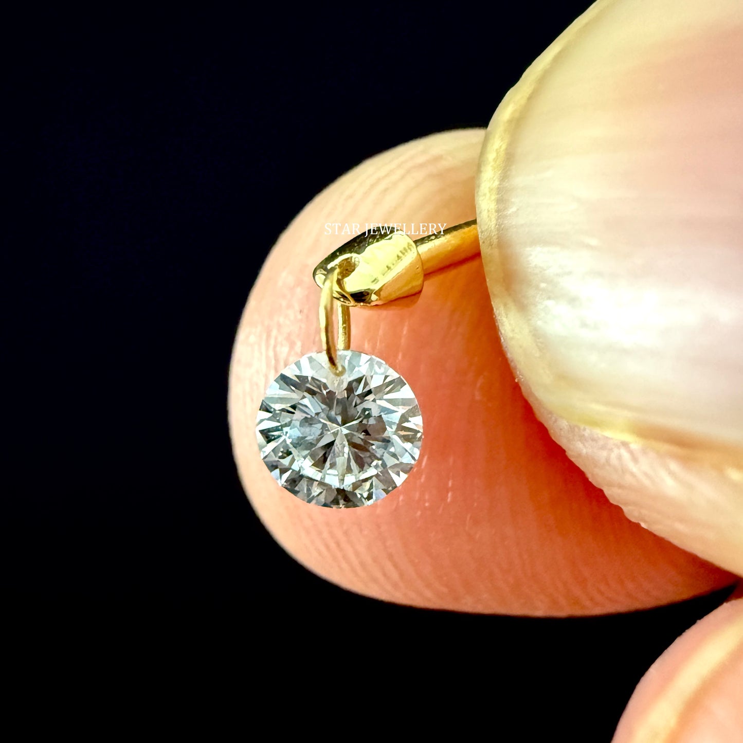 Floating Round Diamond Stud Earring