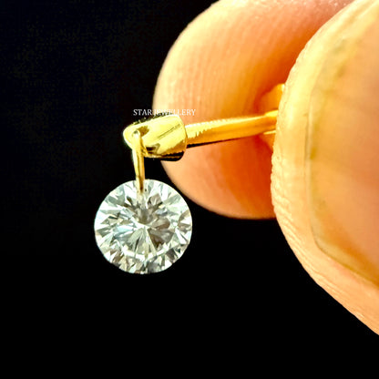 Floating Round Diamond Stud Earring